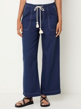 RAILS Campo Wide Leg Pants Navy XS NWT Cropped Drawstring Eco Cotton Tencel